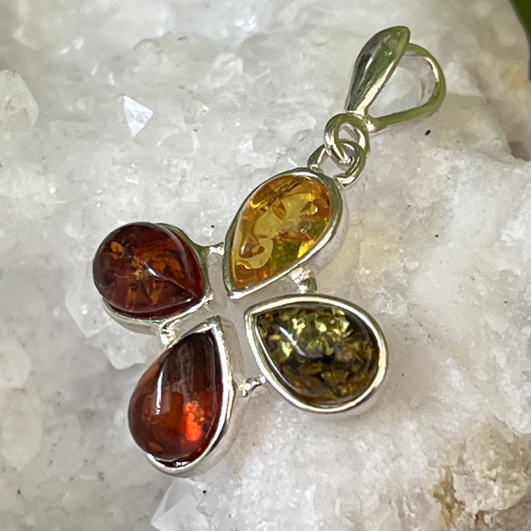 Pendant Amber Flower 2.8 cm