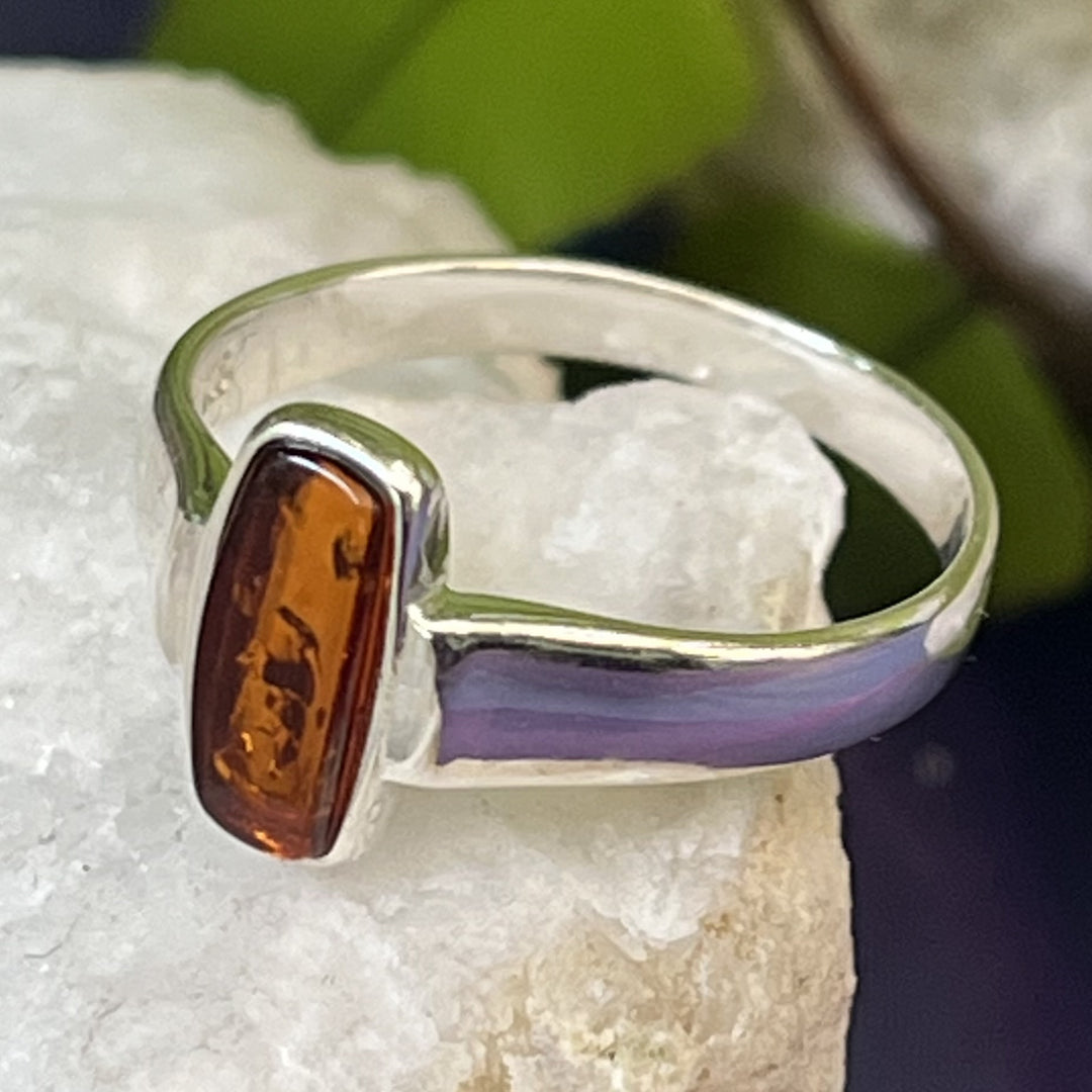 Ring Amber Rectangle Mini 0.9 cm