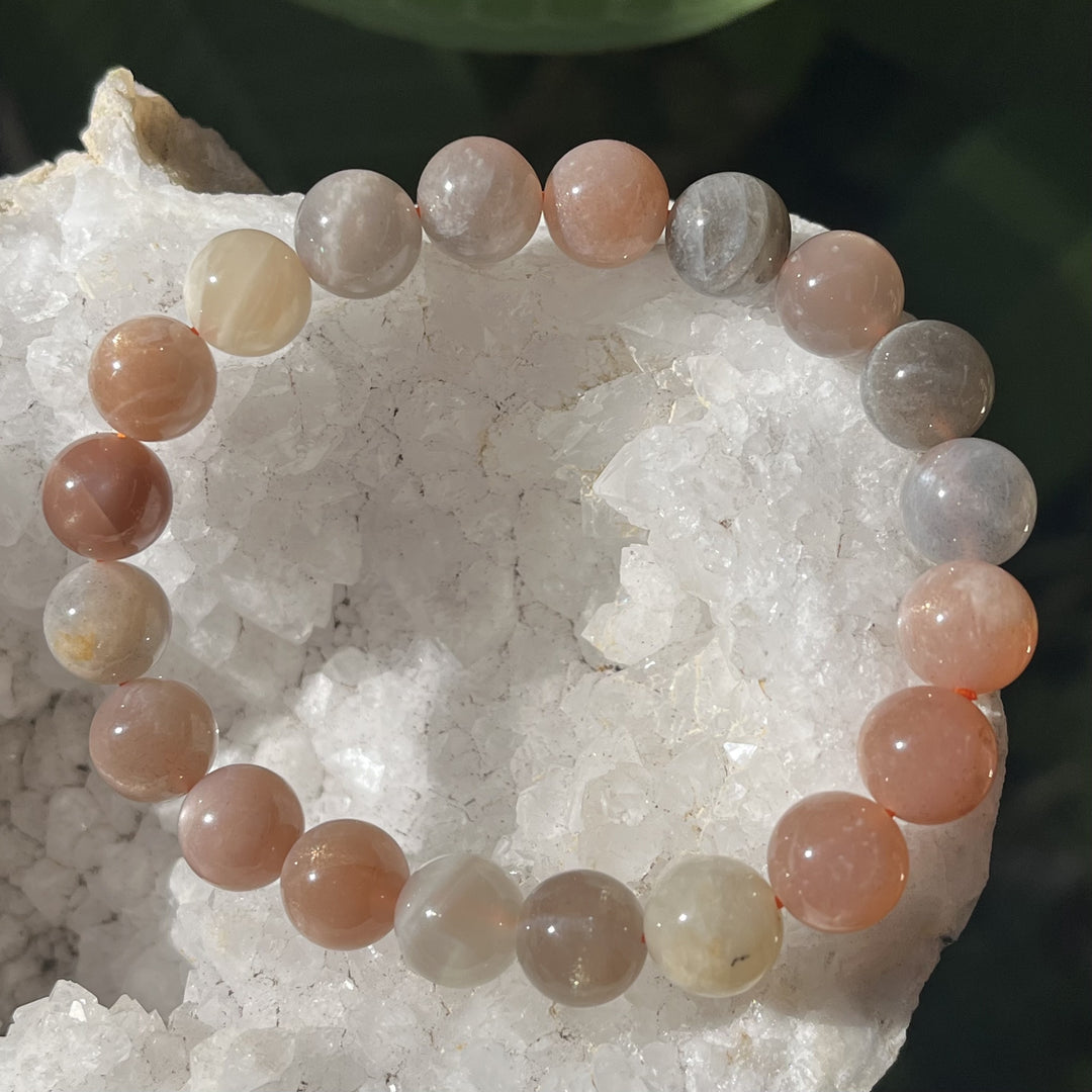 Bracelet Sunstone Moonstone 10mm Beads