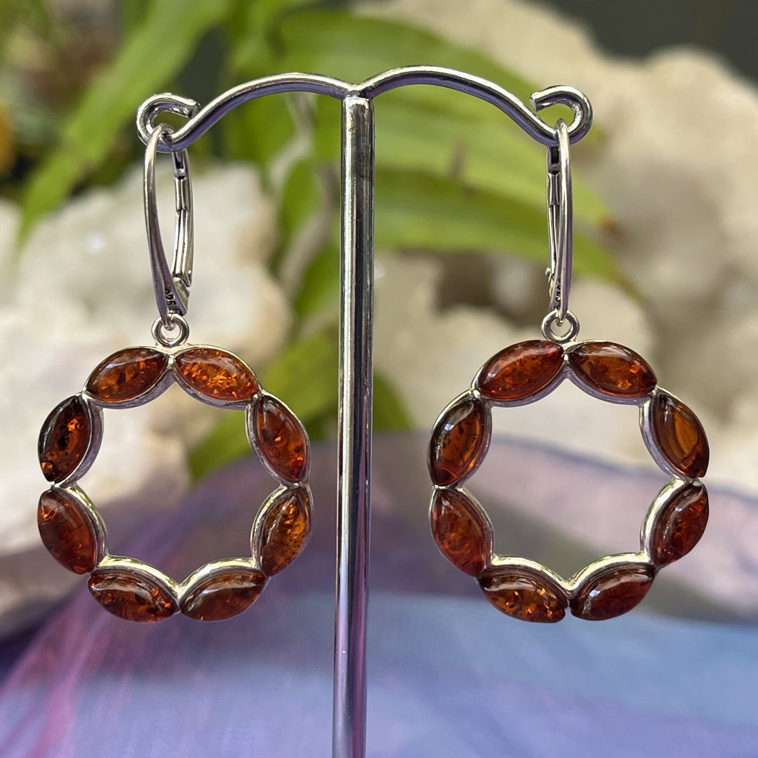 Earrings Amber Circular European Clasp