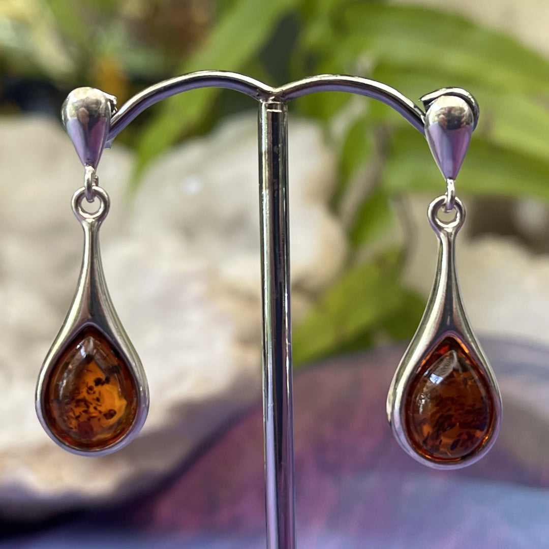 Earrings Amber Teardrop Studs 2.5 cm