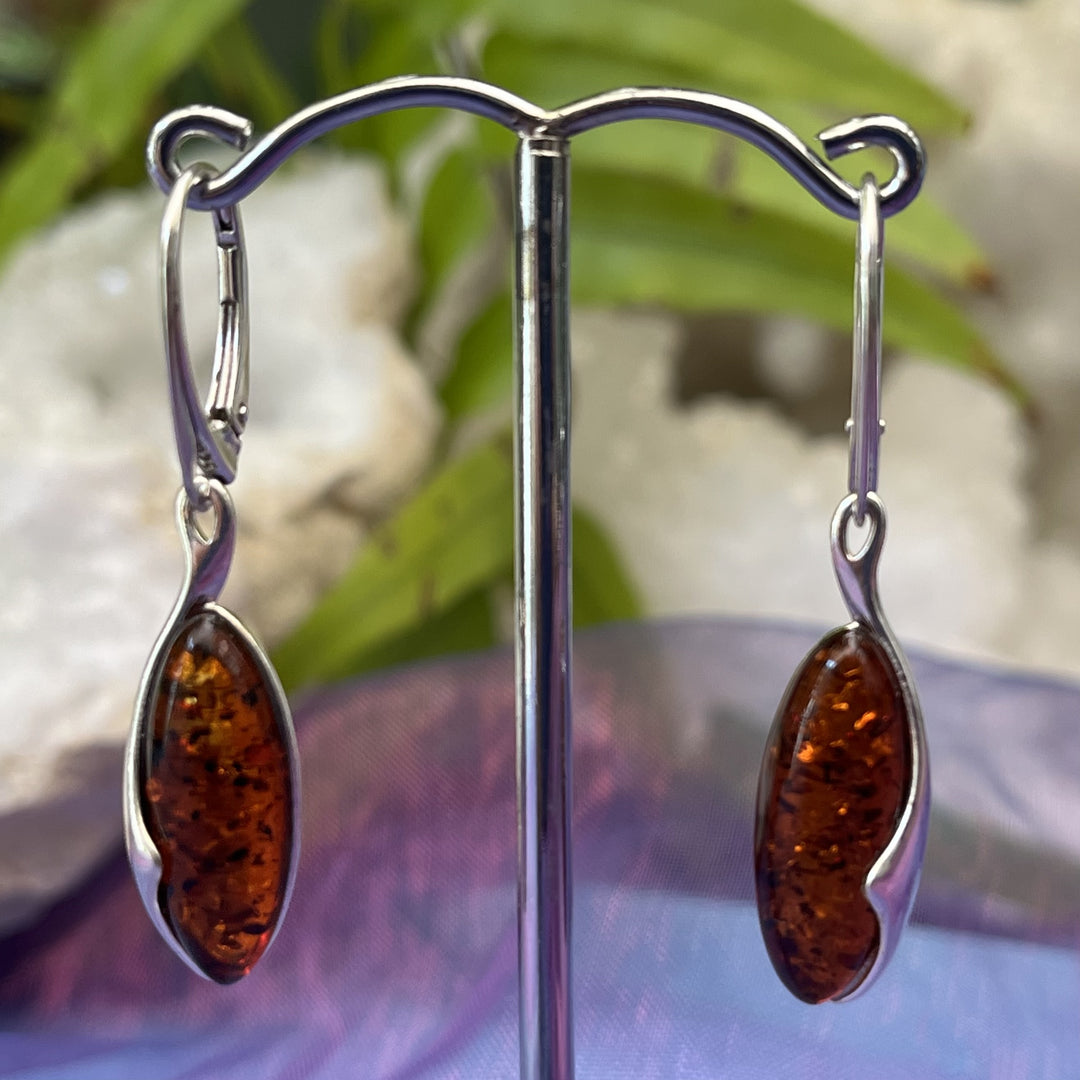 Earrings Amber Marquise European Clasp 4.2 cm