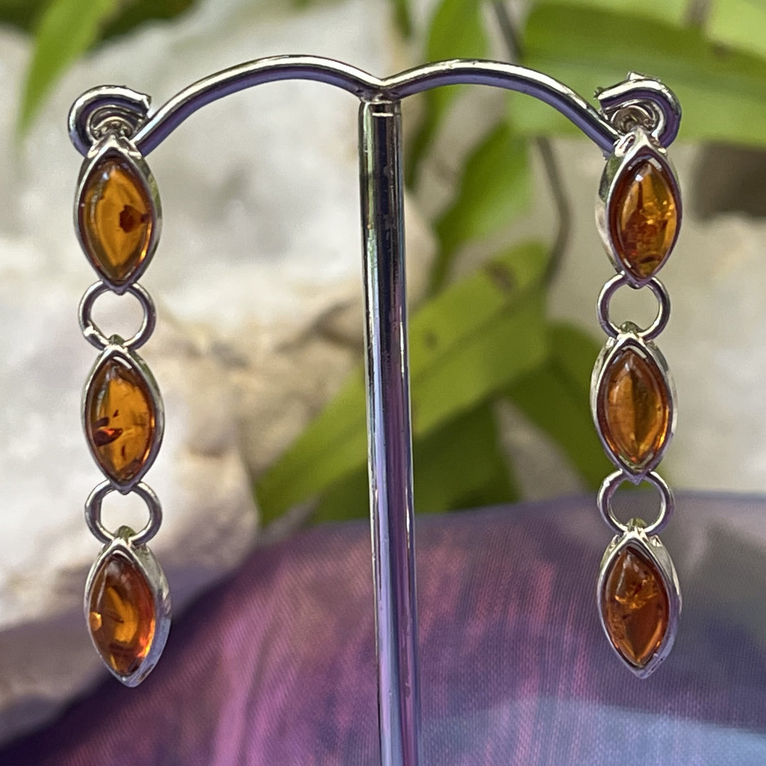 Earrings Amber Hanging Studs 3.4 cm