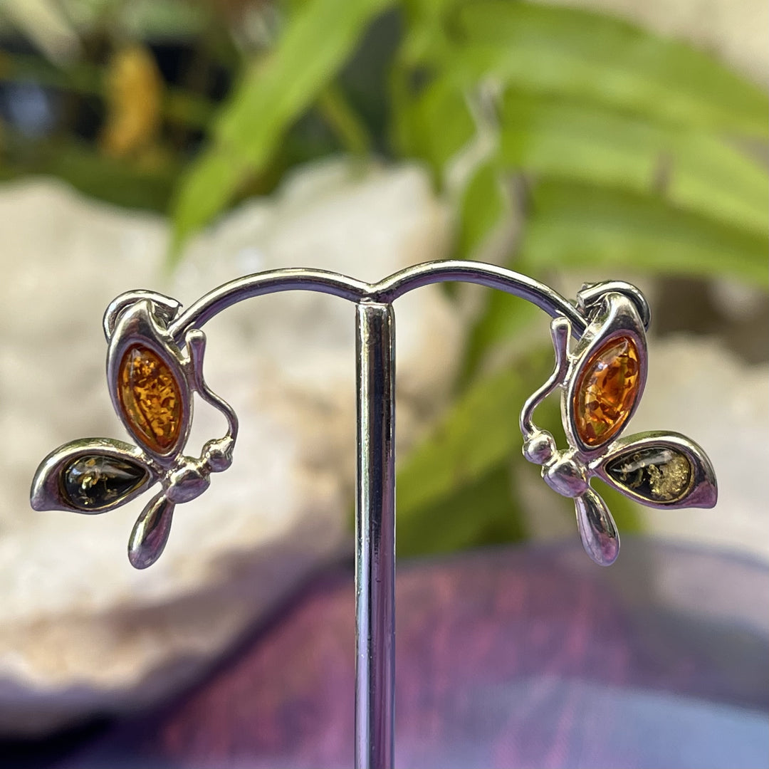 Earrings Amber Butterfly Studs 1.9 cm