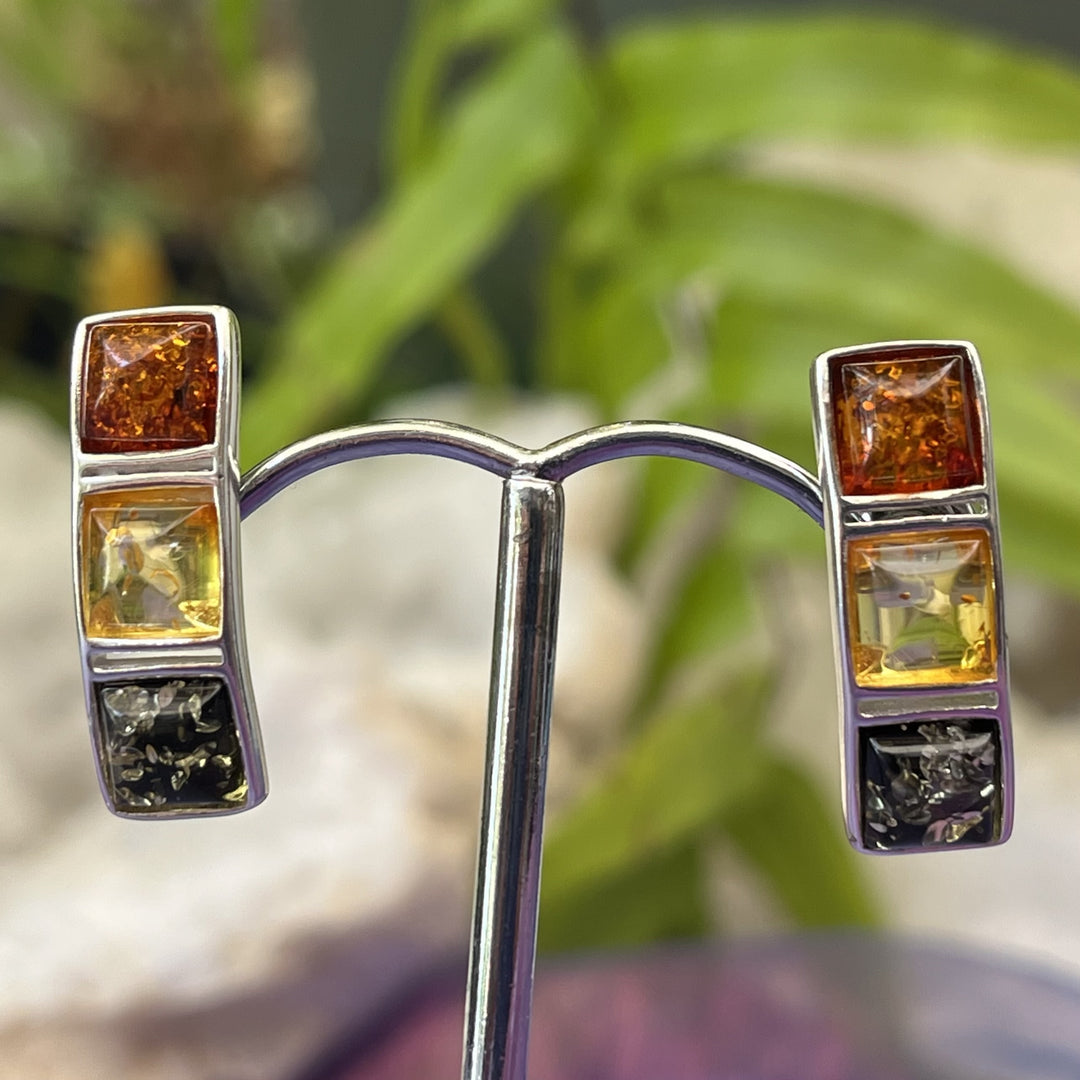 Earrings Amber 3 Colour Studs 2.3 cm