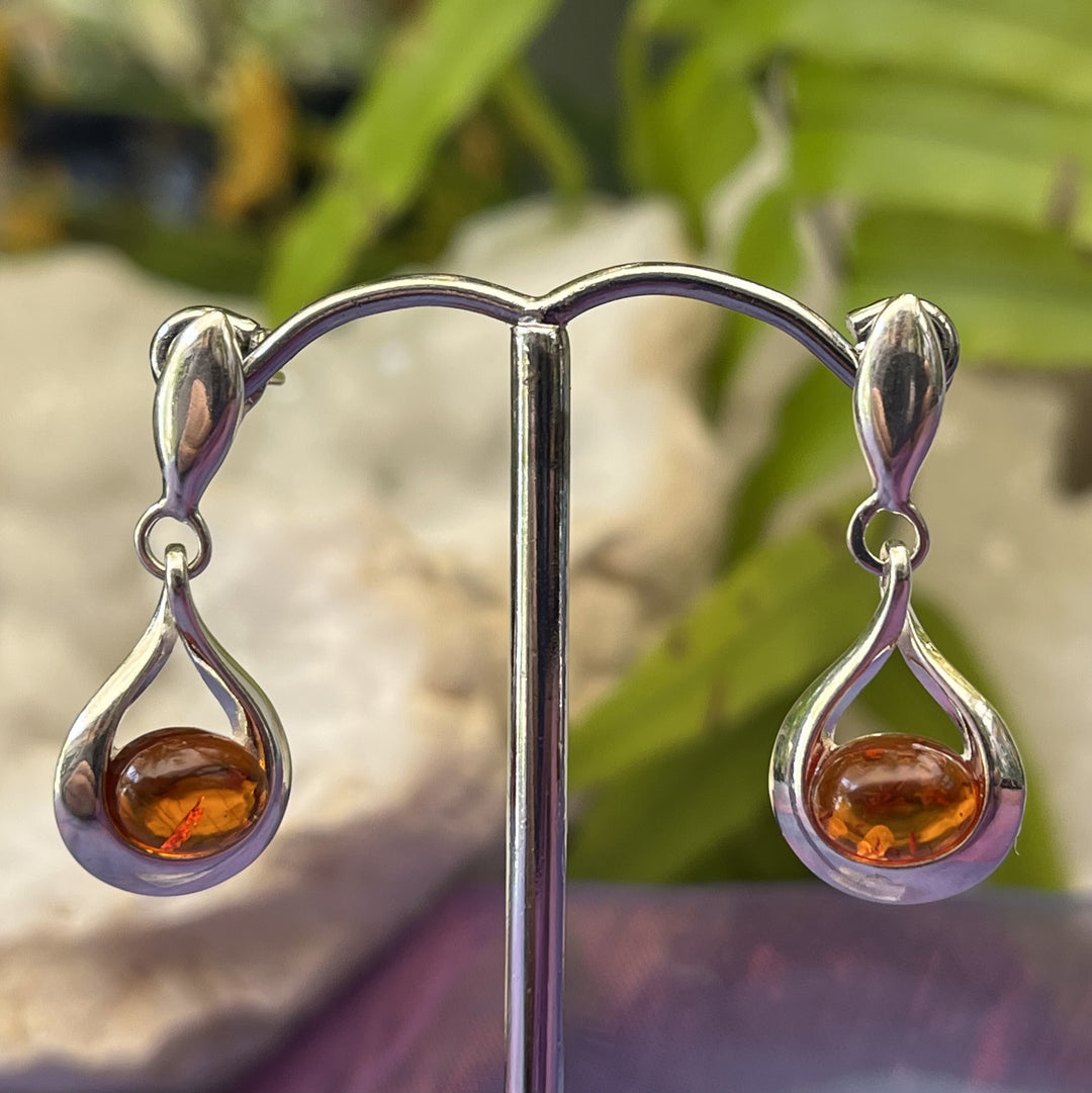 Earrings Amber Oval Studs 2.8 cm