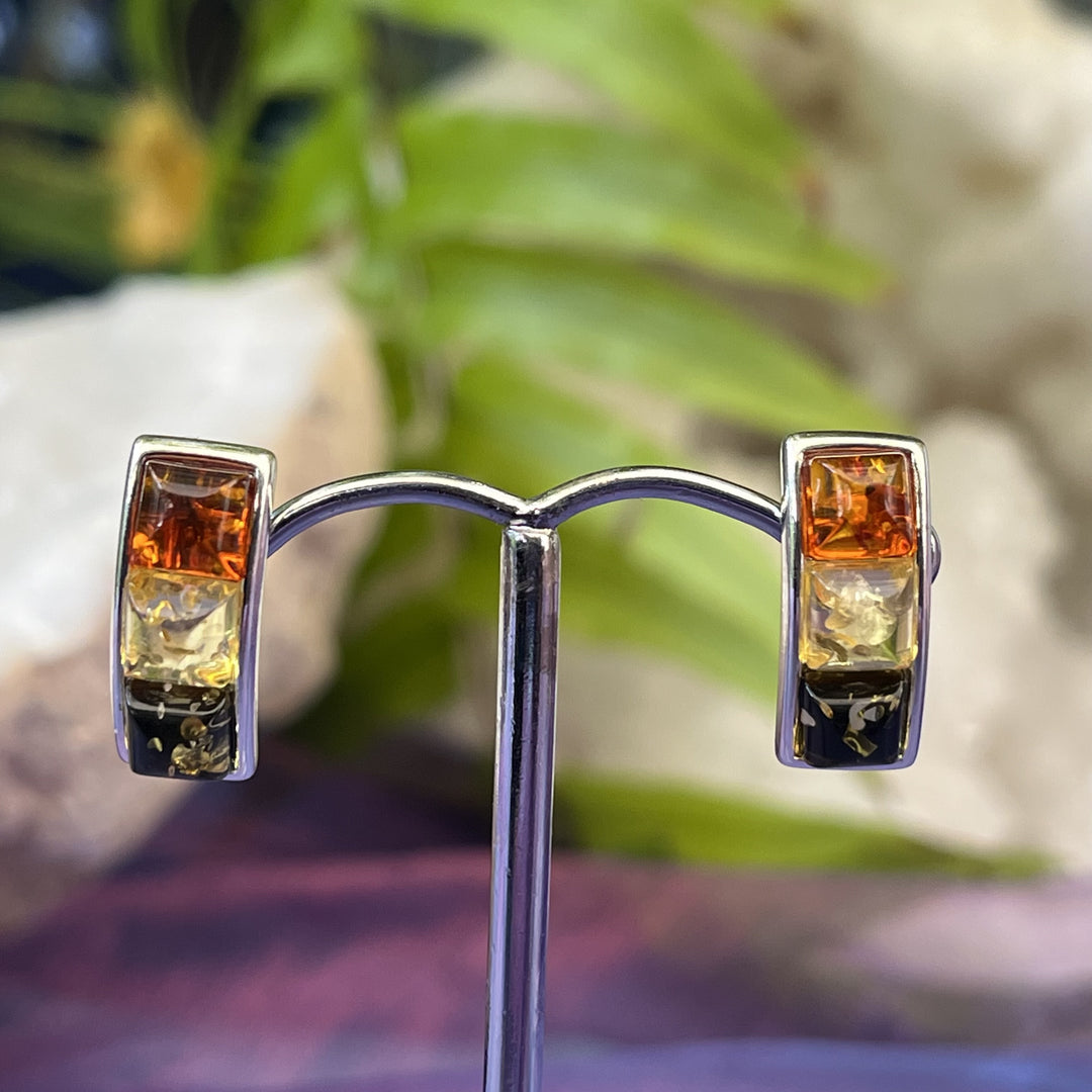 Earrings Amber 3 Colour Studs 1.7 cm