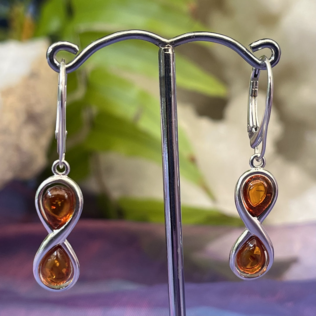 Earrings Amber Infinity European Clasp 3.8 cm