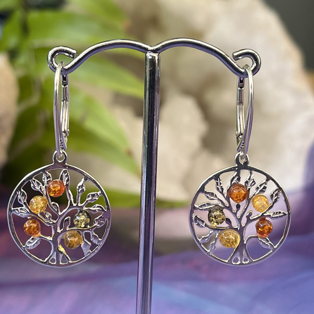 Earrings Tree of Life Multi European Clasp