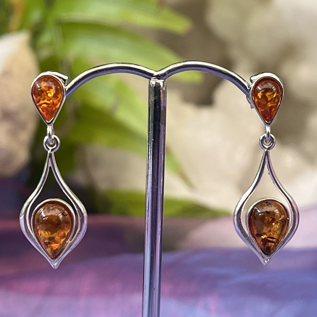 Earrings Amber Teardrop Studs 3.0 cm