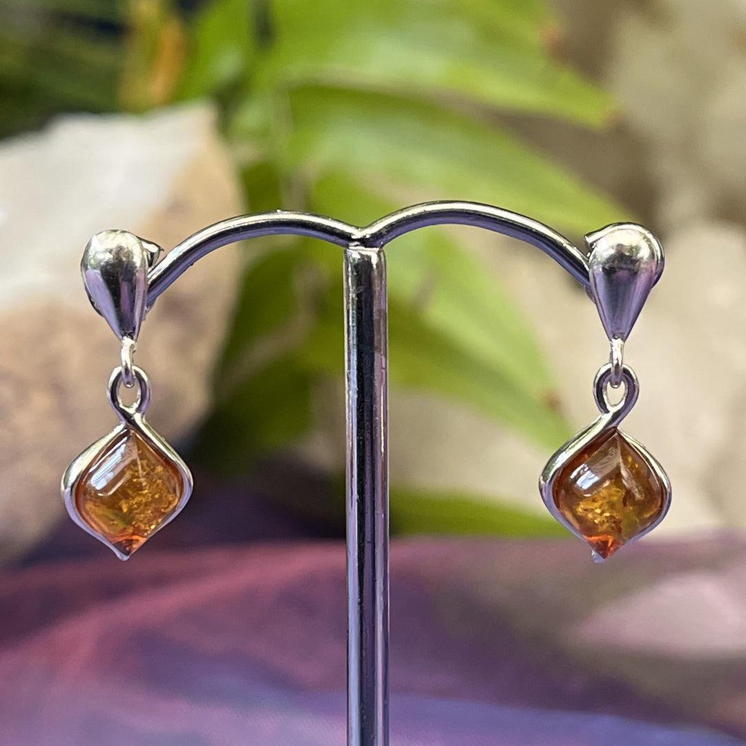 Earrings Amber Teardrop Studs 2.2 cm