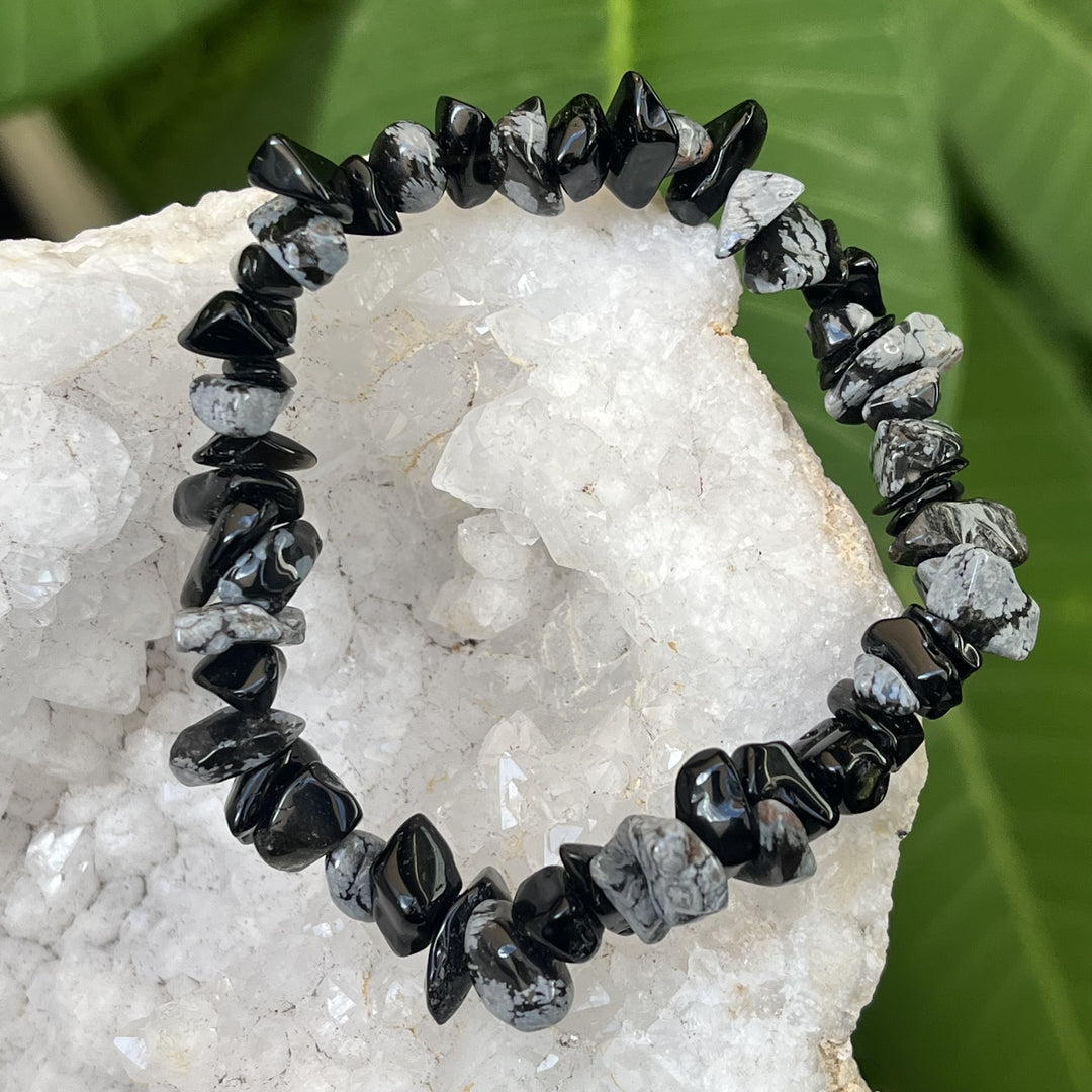 Bracelet Snowflake Obsidian Chip