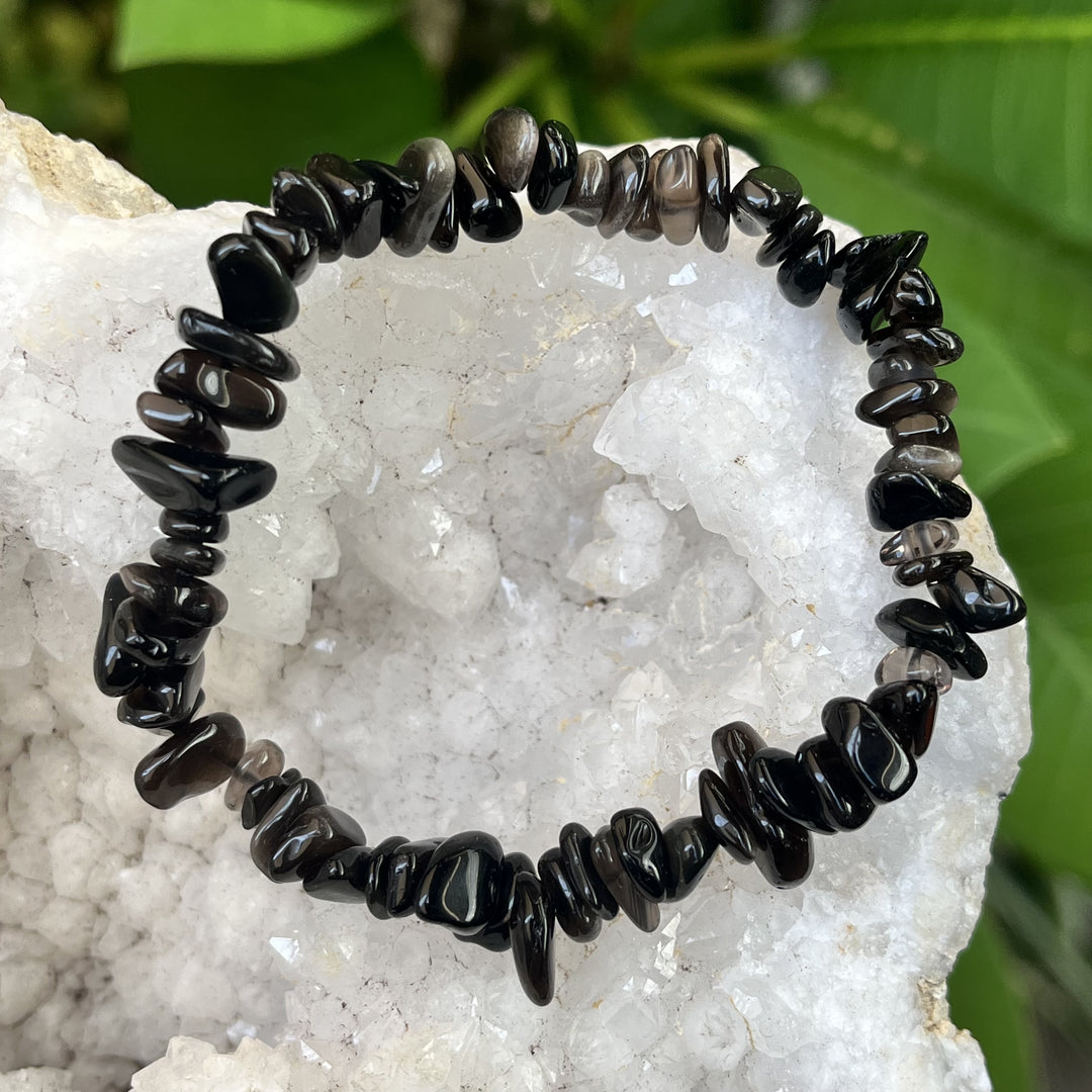 Bracelet Obsidian Silver Sheen Chip