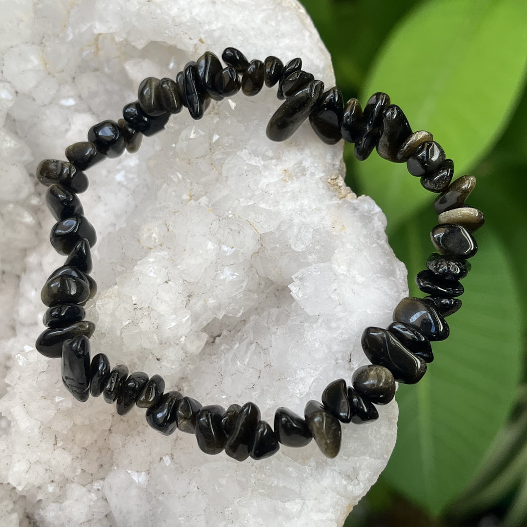 Bracelet Gold Sheen Obsidian Chip