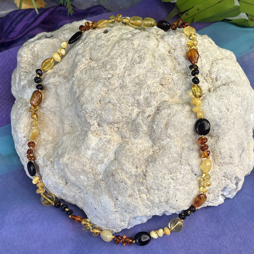 Necklace Amber Multi Beads