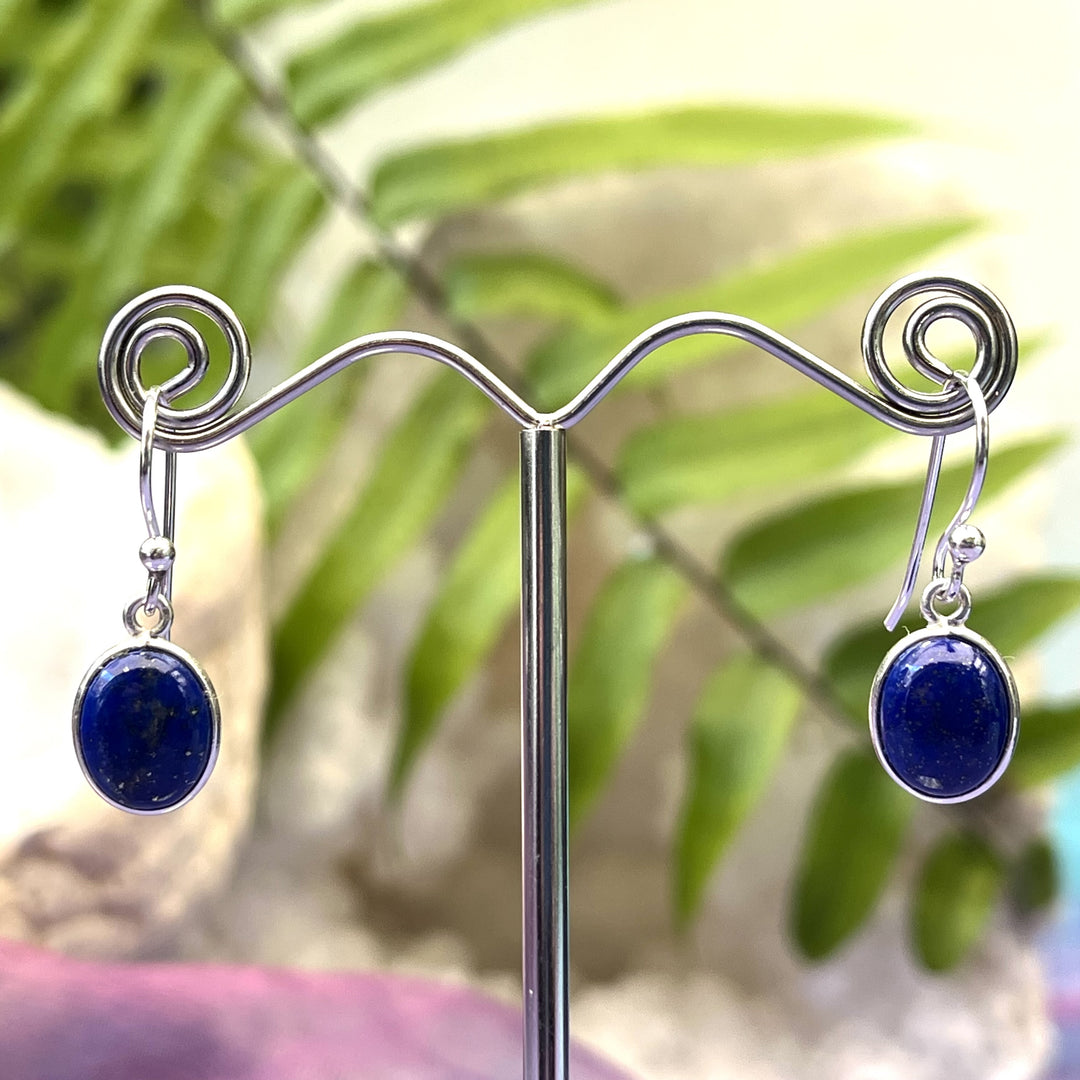 Earrings Lapis Oval 2.6 cm