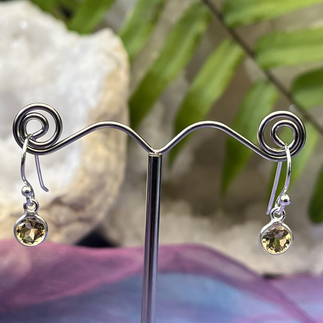 Earrings Citrine Round Faceted 2.2 cm