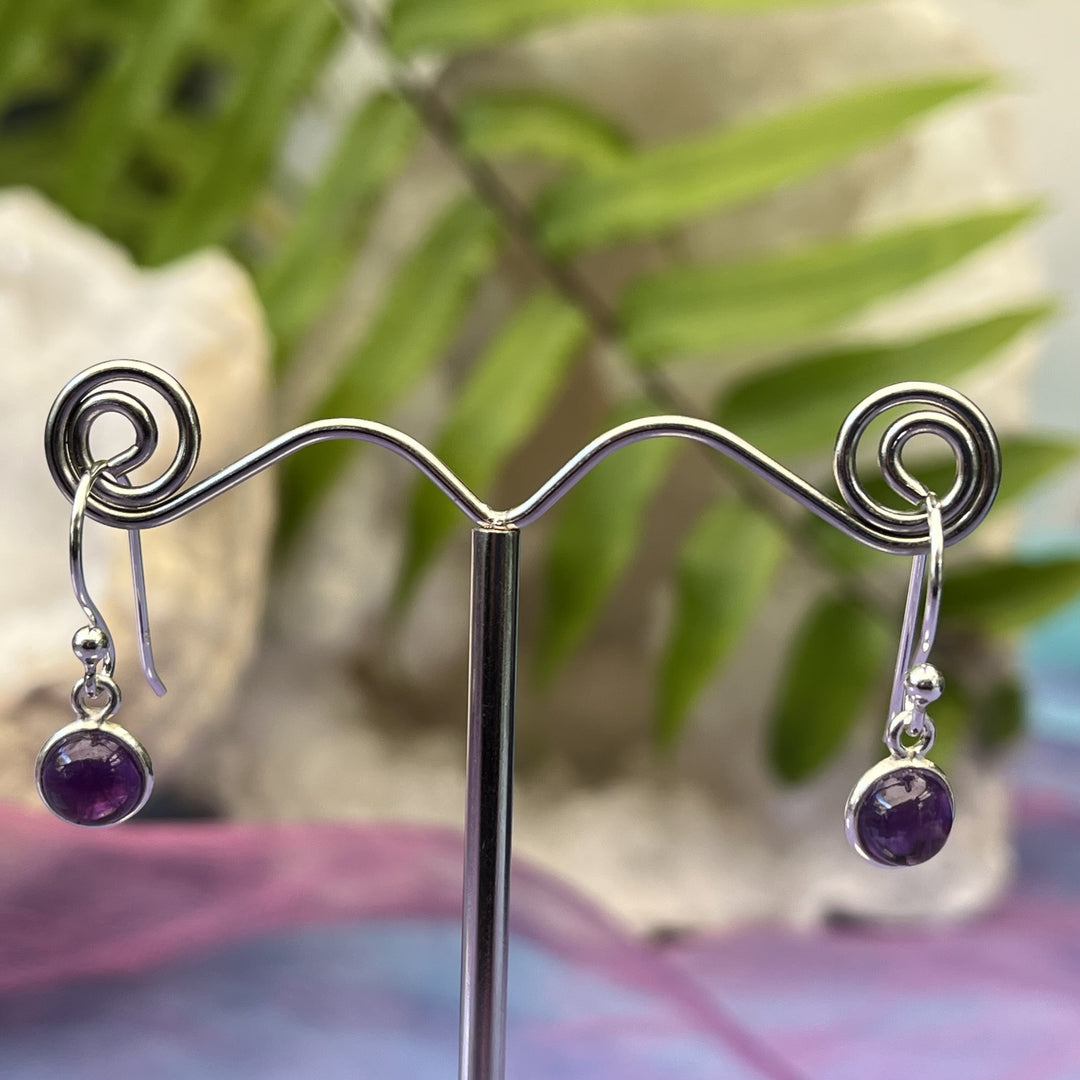 Earrings Amethyst Round 2.2 cm