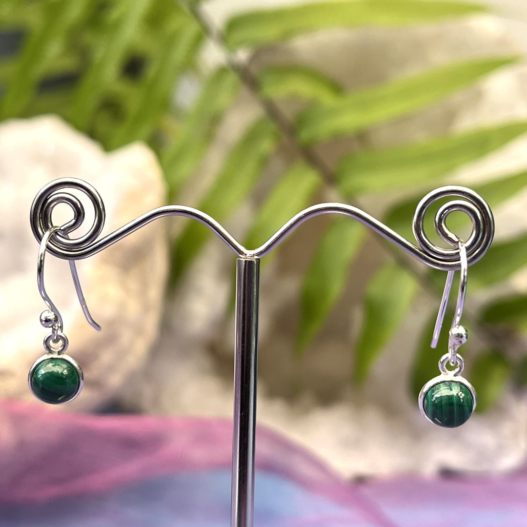 Earrings Malachite Round 2.2 cm