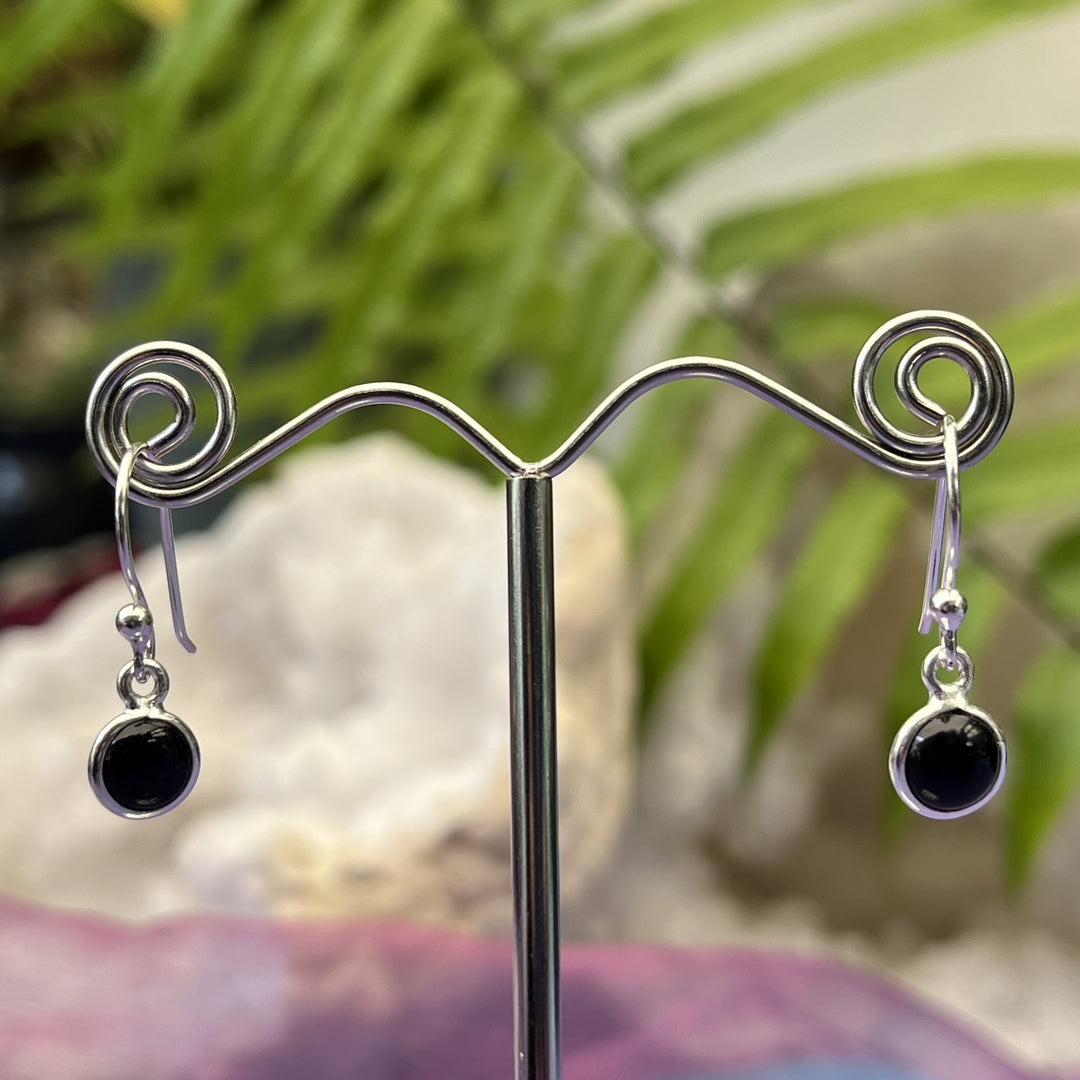 Earrings Black Obsidian Round 2.2 cm