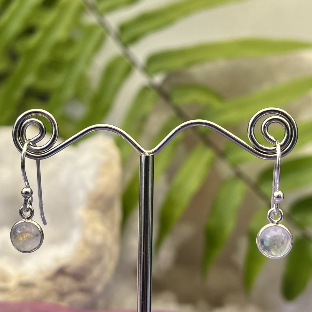 Earrings Rainbow Moonstone Round 2.2 cm