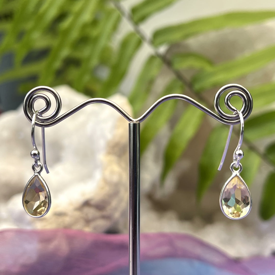 Earrings Citrine Teardrop Faceted 2.5 cm