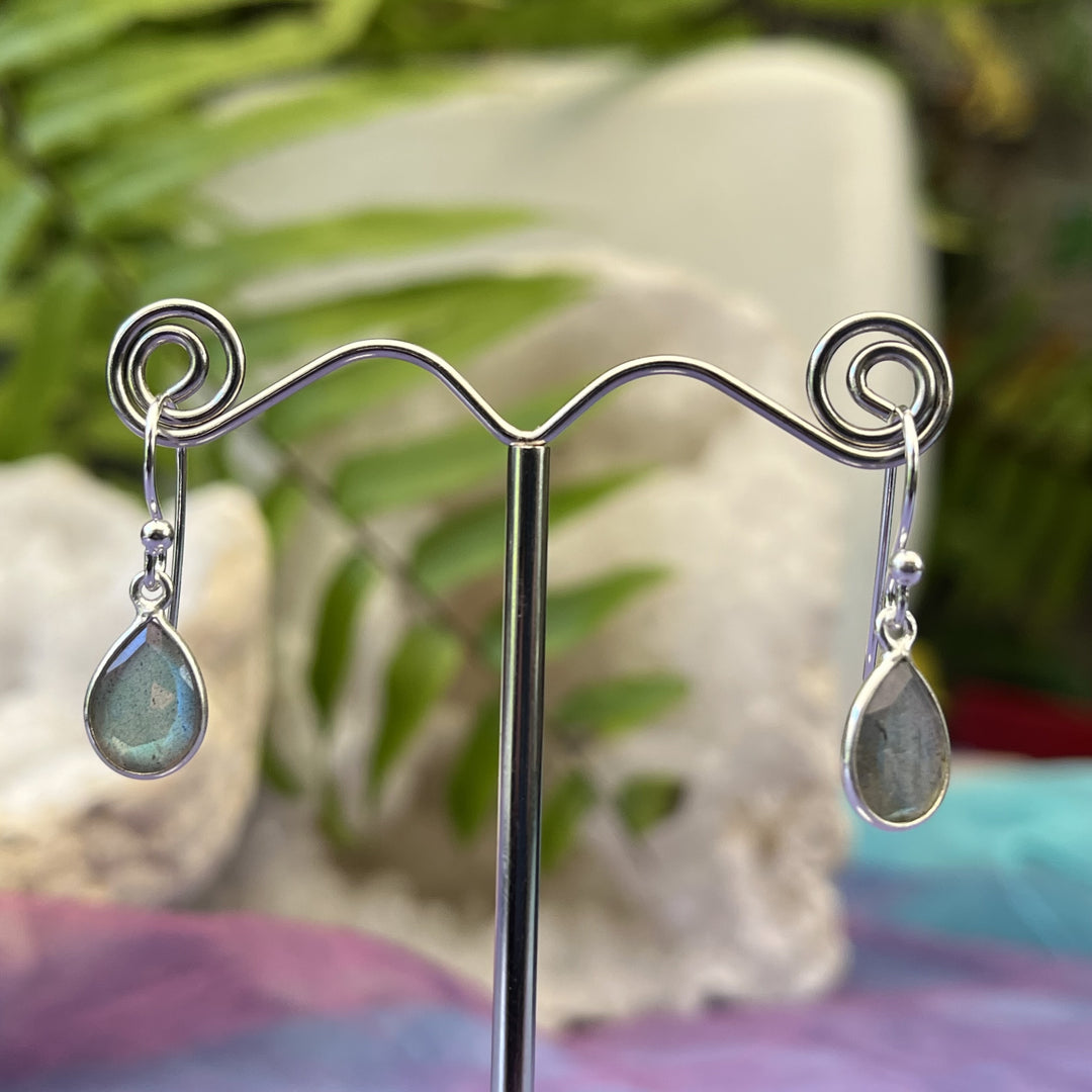 Earrings Labradorite Teardrop Faceted 2.5 cm