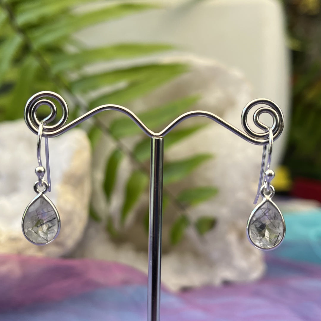 Earrings Tourmaline in Quartz Teardrop Faceted 2.5 cm