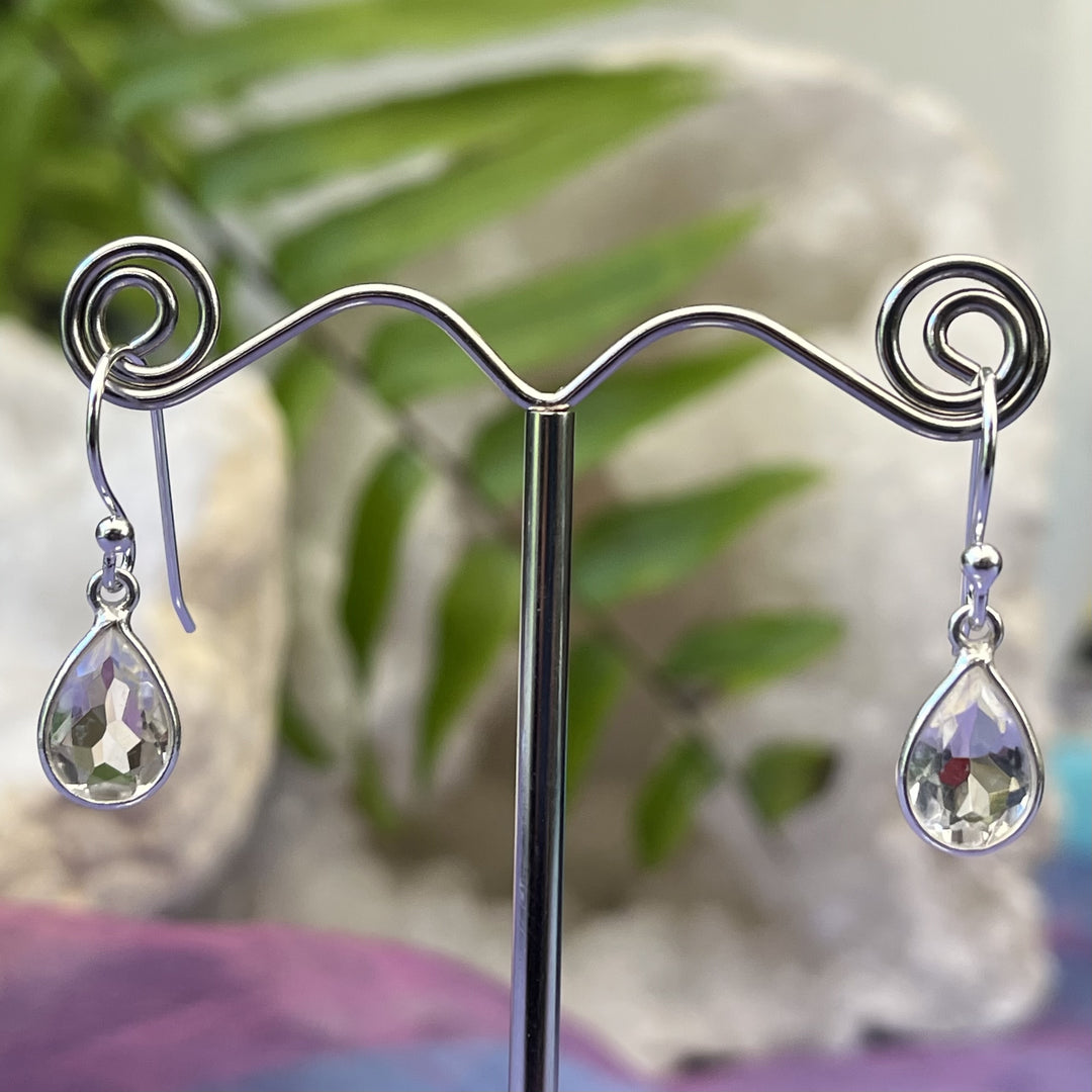 Earrings Clear Quartz Teardrop Faceted 2.5 cm