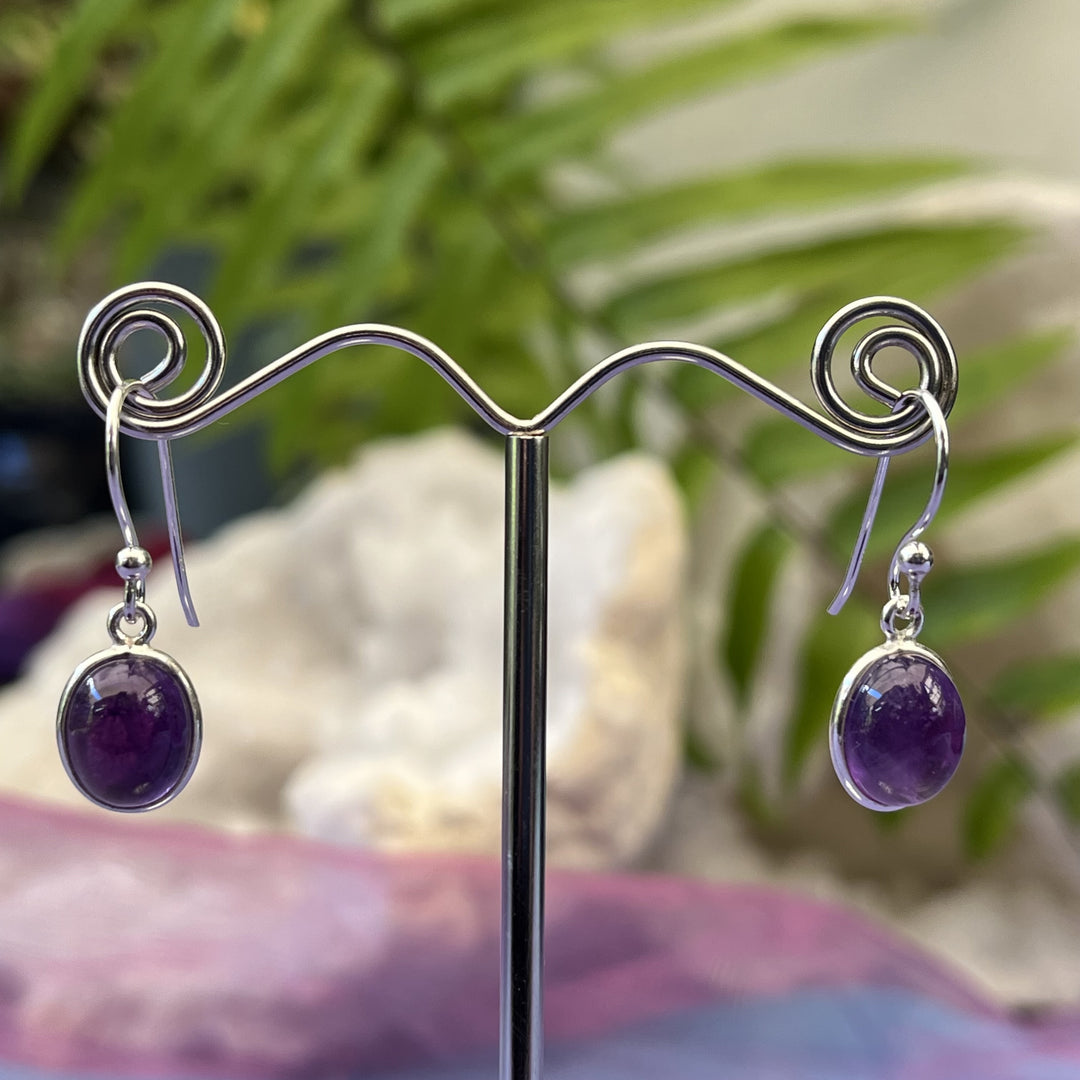 Earrings Amethyst Oval 2.6 cm