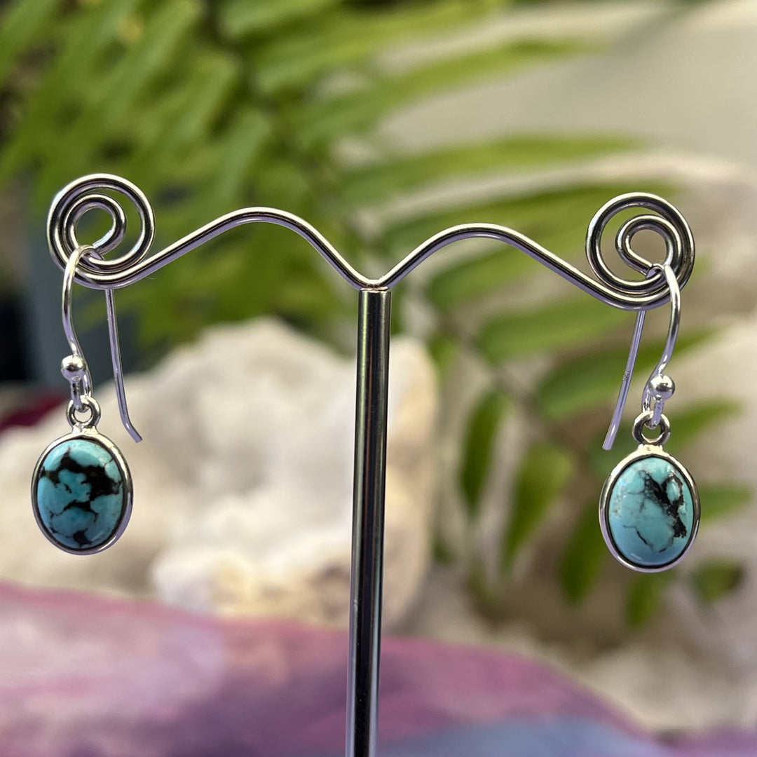 Earrings Turquoise Light Oval 2.6 cm