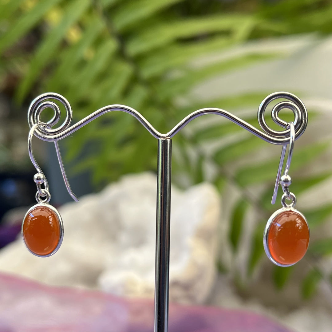 Earrings Carnelian Oval 2.6 cm