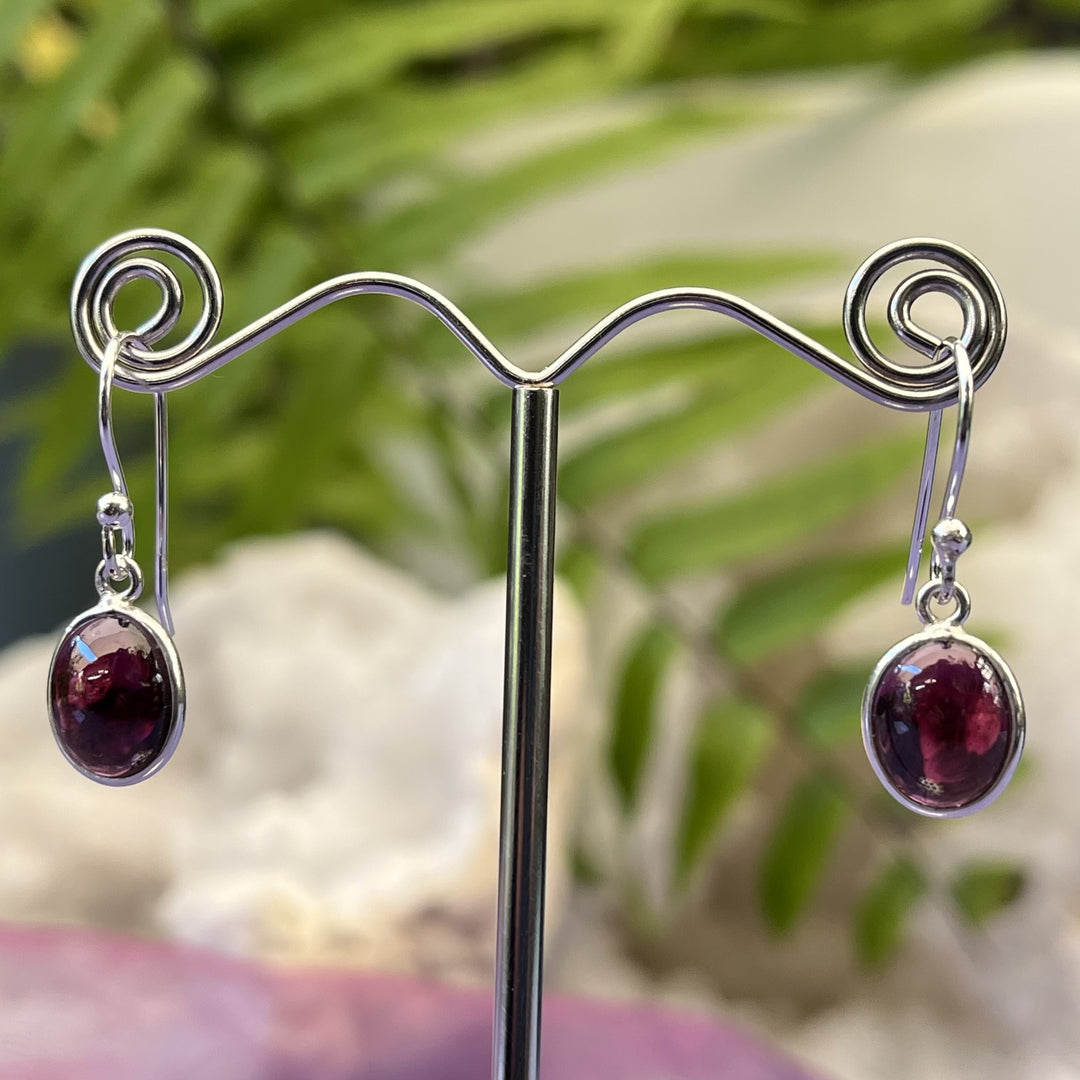 Earrings Garnet Oval 2.6 cm