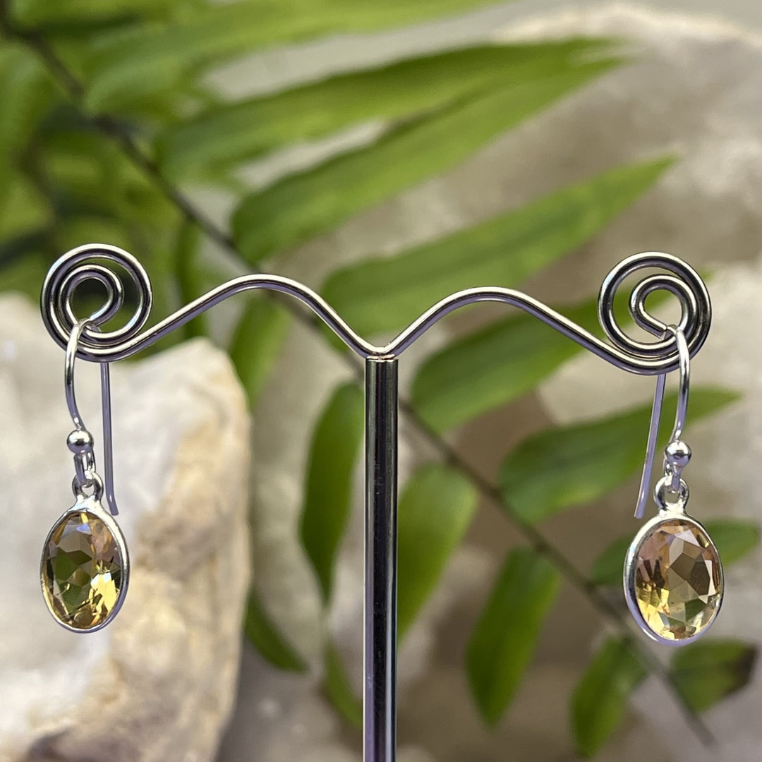 Earrings Citrine Oval Facet 2.5 cm