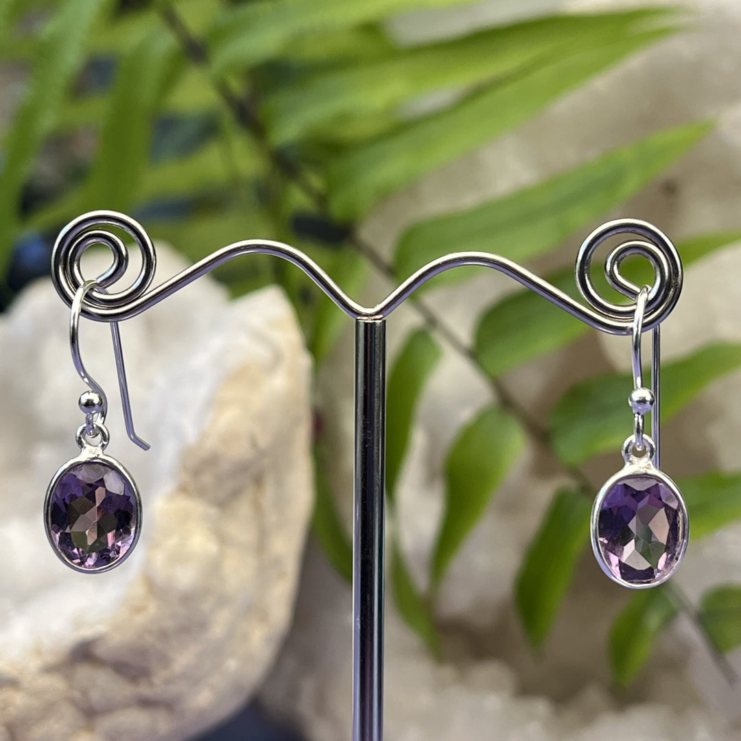 Earrings Amethyst Oval Facet 2.5 cm