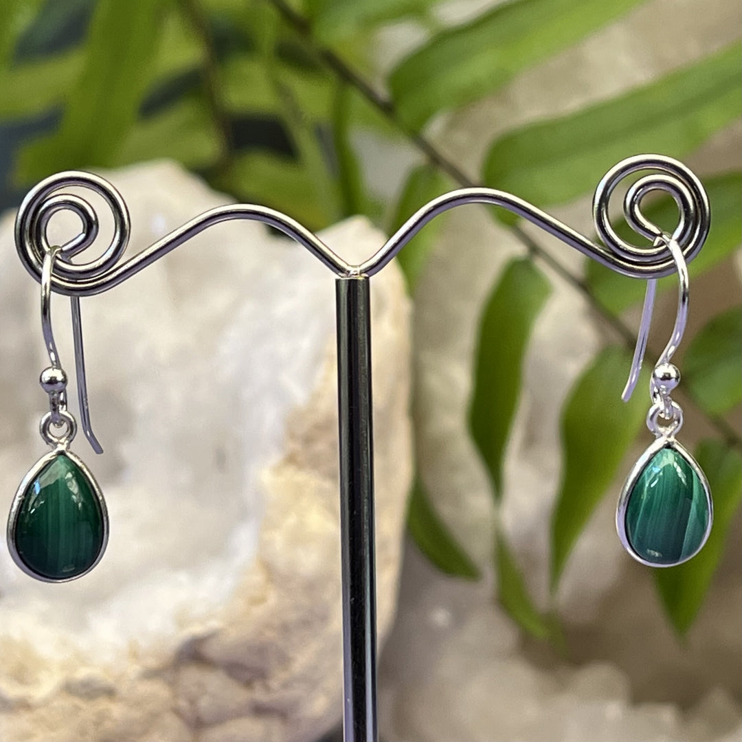 Earrings Malachite Teardrop 2.5 cm