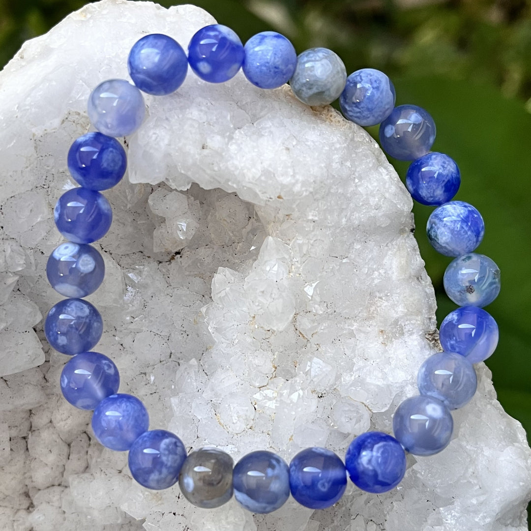 Bracelet Blue Orca Whale Agate 8mm Beads