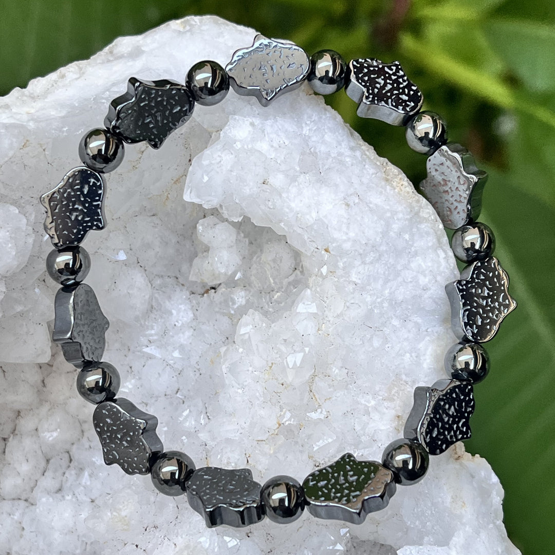 Bracelet Hematite Hand 8mm Beads