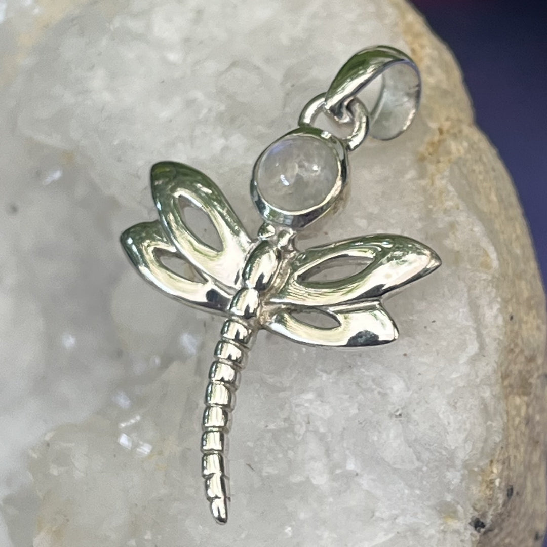 Pendant Rainbow Moonstone Dragonfly 2.8 cm