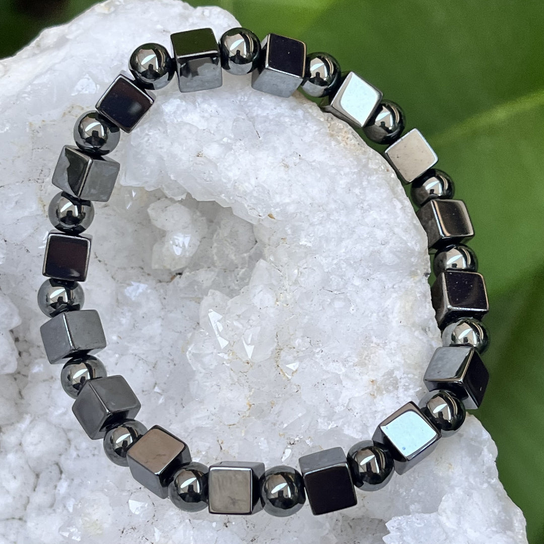 Bracelet Hematite Cubes 8mm Beads