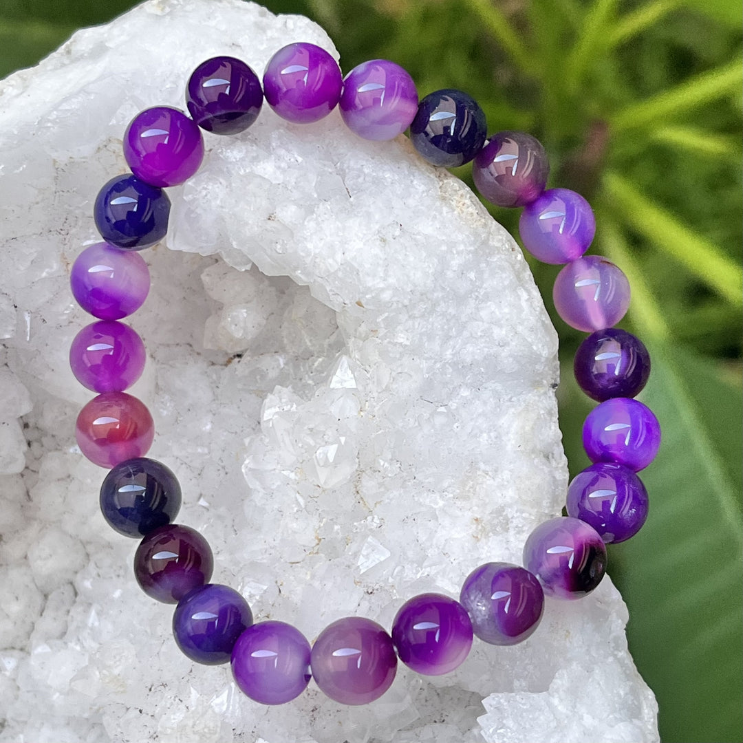 Bracelet Purple Agate Coloured 8mm Beads