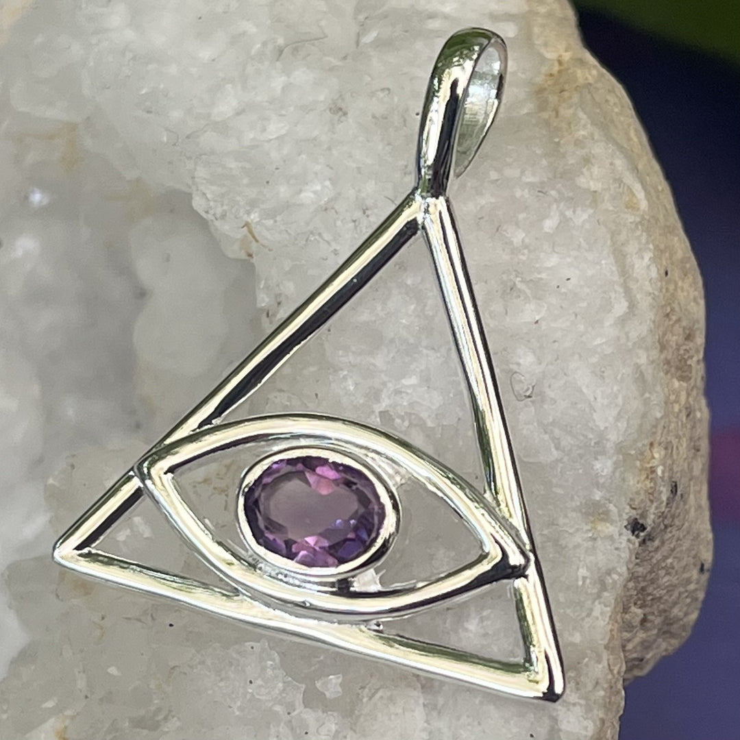 Pendant Amethyst All Seeing Eye Faceted