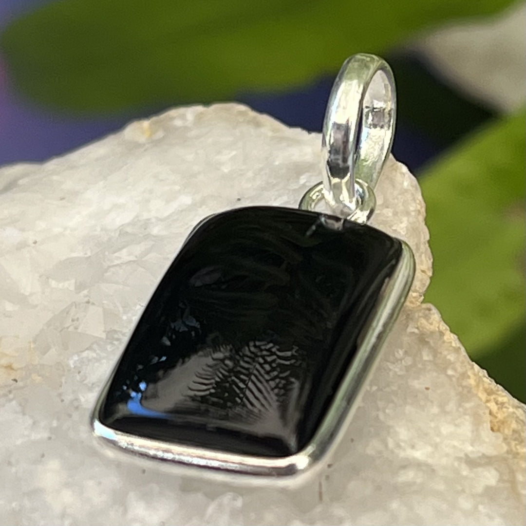 Pendant Black Obsidian Rectangle 2.5 cm