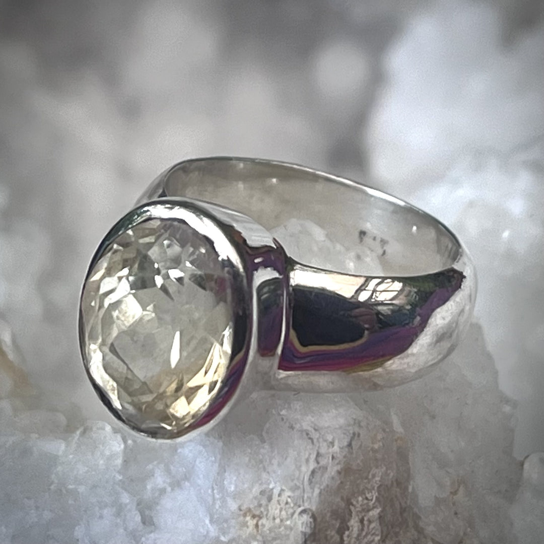 Ring Citrine Faceted Oval S/S