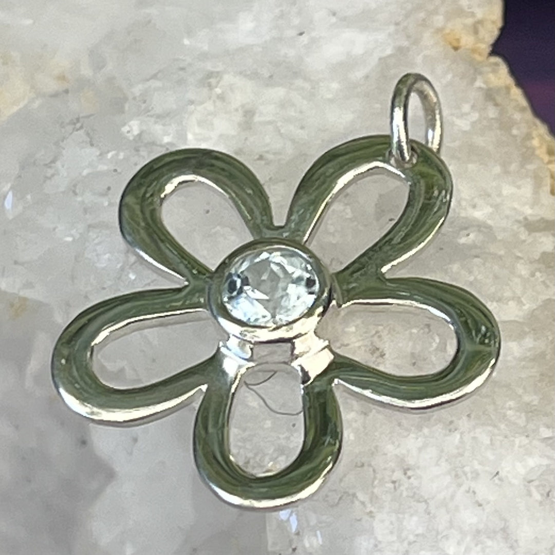 Pendant Blue Topaz Daisy Flower