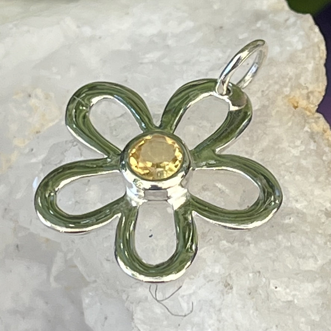 Pendant Citrine Faceted Daisy Flower