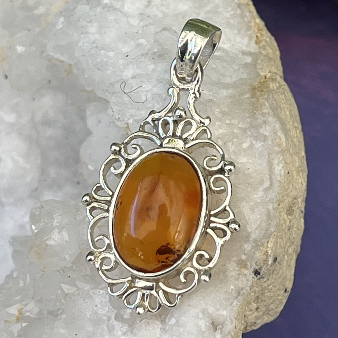 Pendant Amber Oval Antique 3.6 cm
