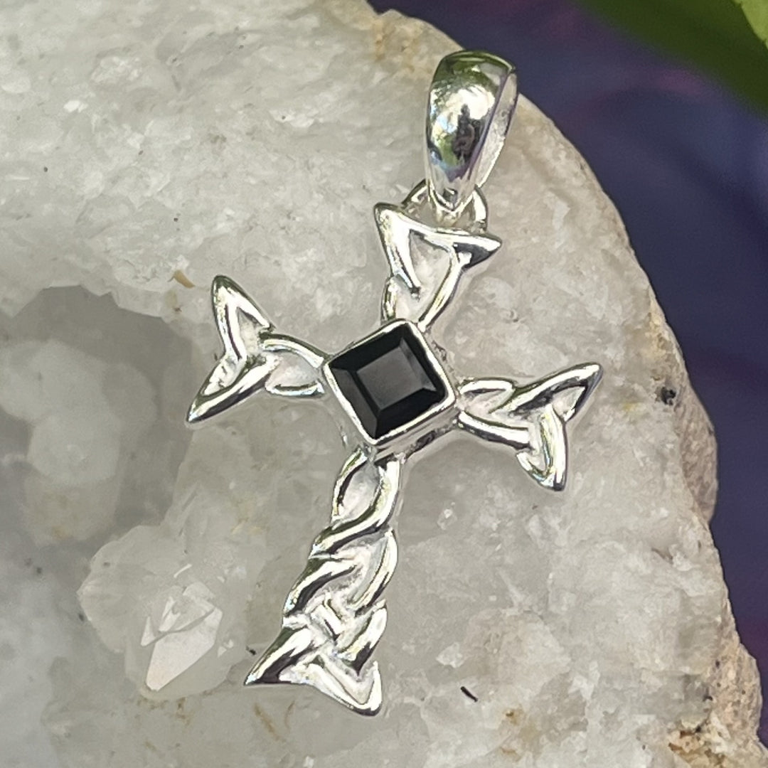 Pendant Black Obsidian Celtic Cross 3.0 cm