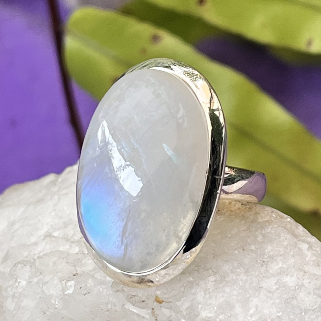 Ring Rainbow Moonstone Oval Size 7 | Carpe Diem With Remi