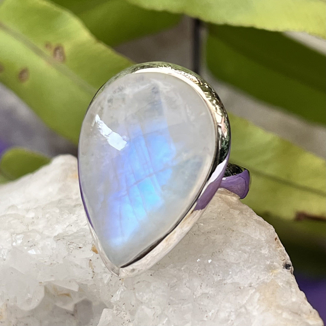Ring Rainbow Moonstone Teardrop Size 9 | Carpe Diem With Remi
